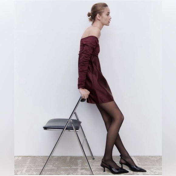 Zara Combination Knit Mini Dress  Maroon/Purple NWOT - Picture 3 of 8